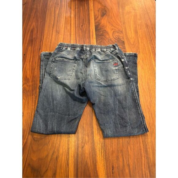 Diesel Men's Blue Distressed Elastic Back Waist Drawstring Skinny Jeans Size 32 - Picture 9 of 11